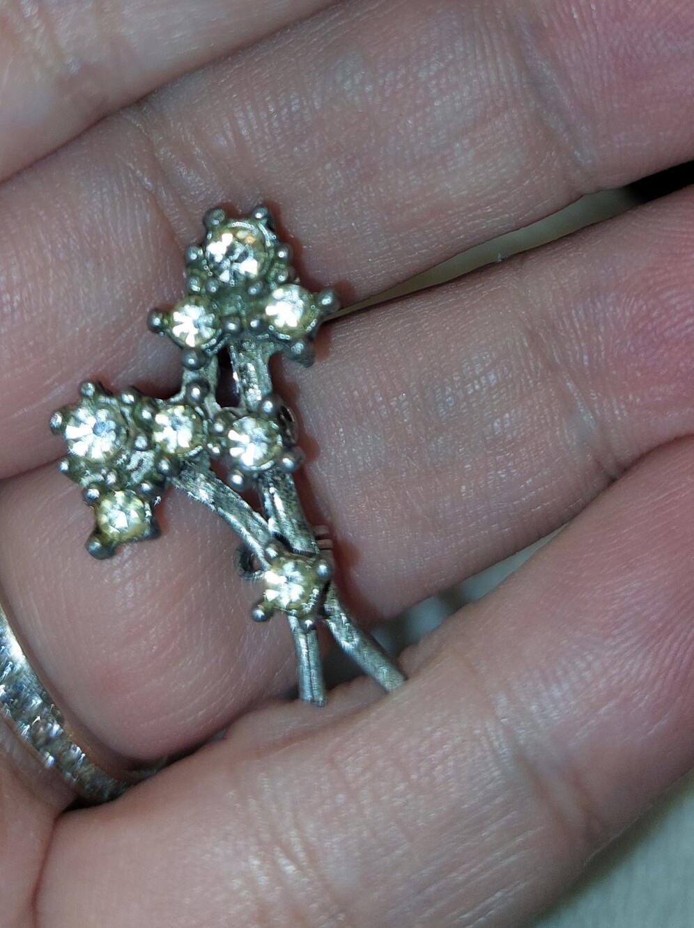 Silver-Tone Crystal Floral Brooch - Clear